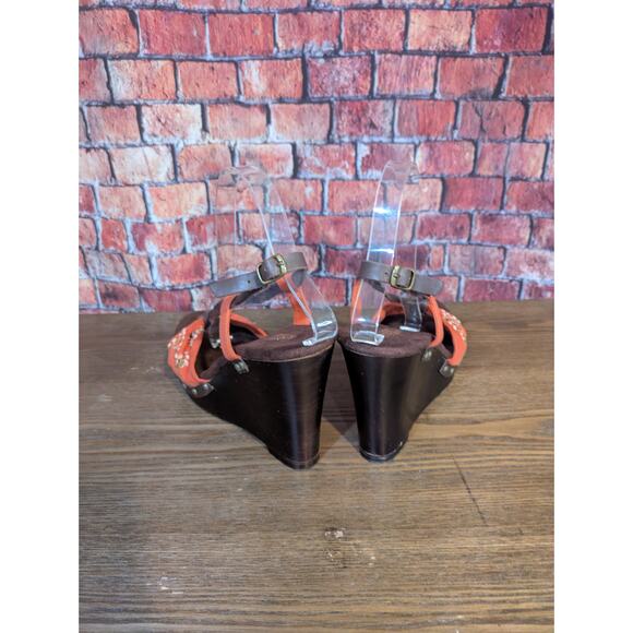 Seychelles Rock the Boat Orange Wedge Sandals Size 9 - Picture 4 of 7